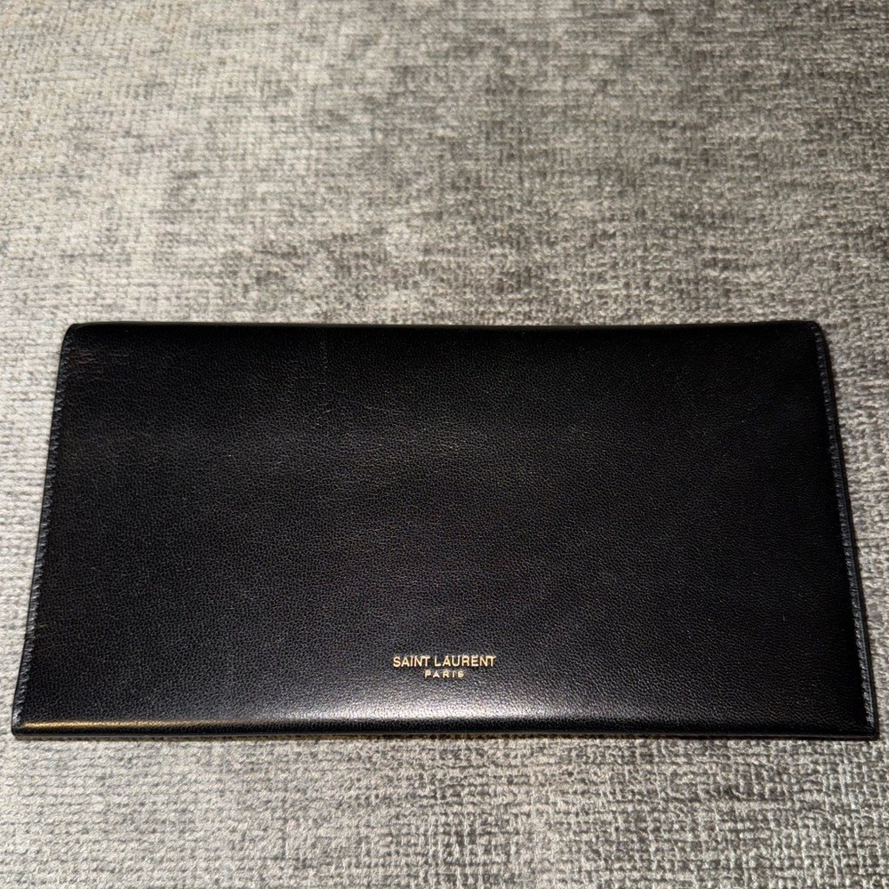 New Saint Laurent Black Leather Travel Wallet
